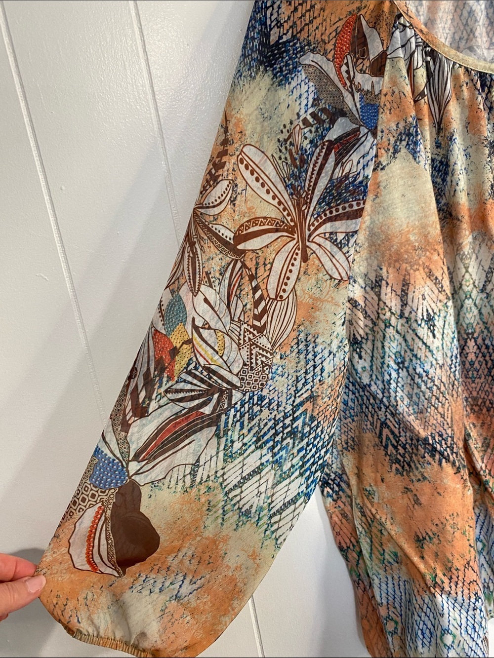 Chico's Boho Floral Peasant Blouse Festival Flowy Feminine Chic Size 16-18 (4) - Picture 6 of 11
